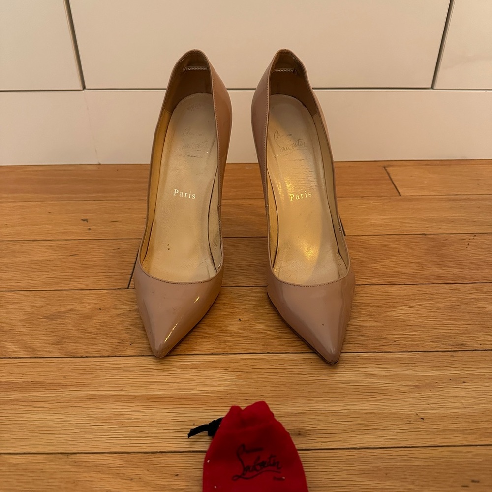 Christian Louboutin Nude Patent Leather So Kate High Heels, 37.5